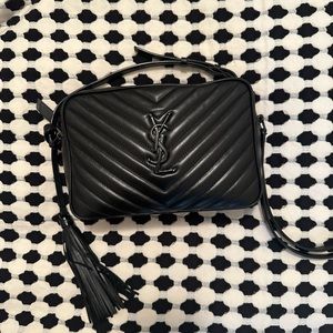 Saint Laurent Lou Medium YSL Camera Bag with Pocket in Quilted Leather